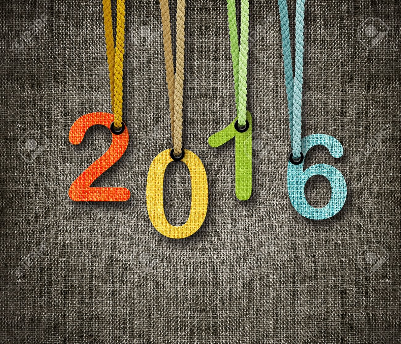 2016 Hanging Tags Happy New Year Wishes Wallpaper