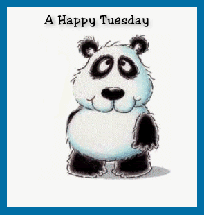 A Happy Tuesday Panda With Flower Animated Picture
