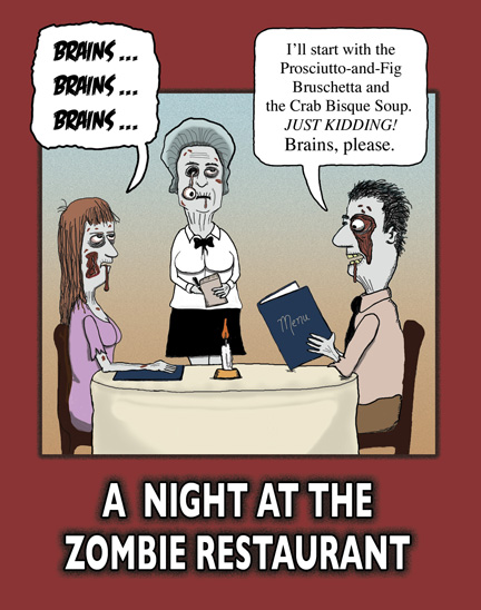 A Night At The Zombie Restaurant Funny Cartoon