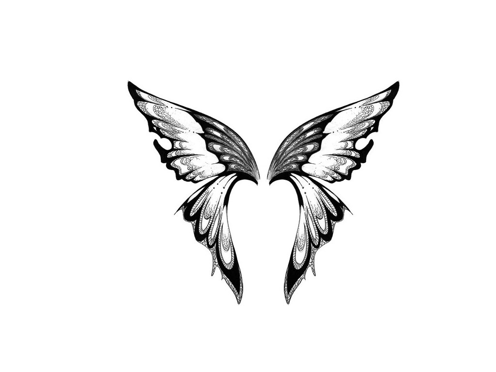 Amazing Black Butterfly Wings Tattoo Design
