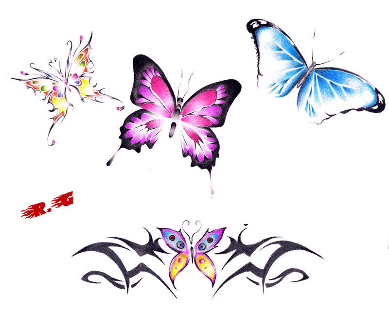 Amazing Butterflies Temporary Tattoo Designs By GomaPunk