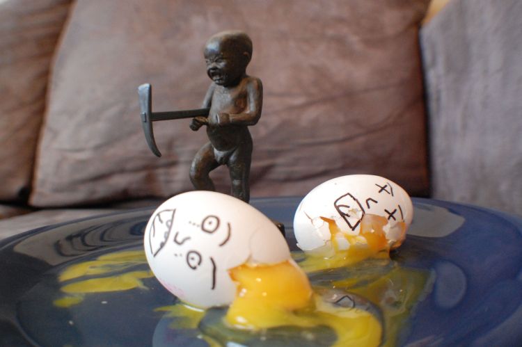 Baby Broken Eggs With Hammer Funny Picture
