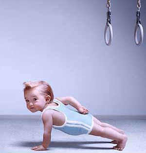 Baby Doing Push Ups Funny Exercise
