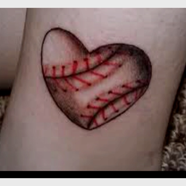 Baseball In Heart Shape Tattoo Design