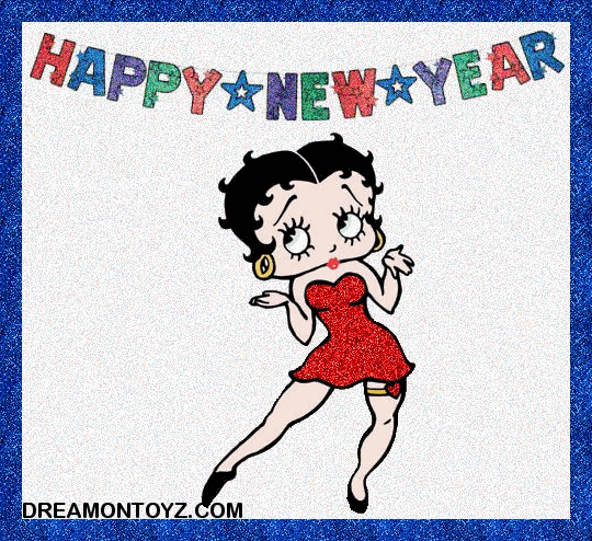 Betty Boop Happy New Year Animated Glitter Banner