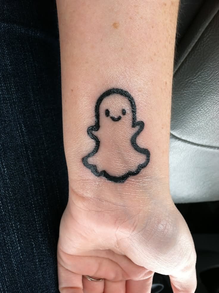 Black Baby Ghost Tattoo On Wrist