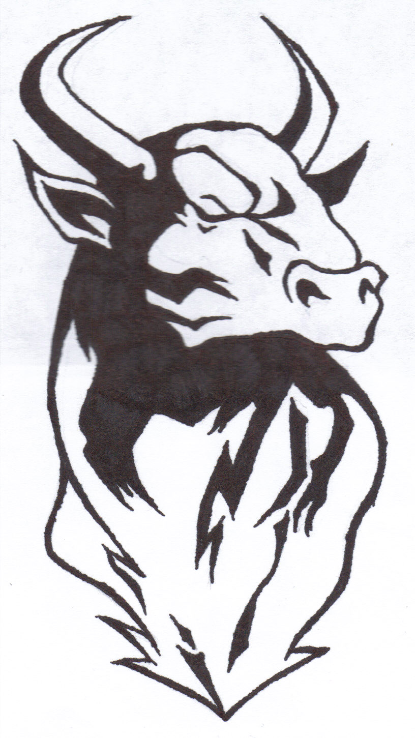 Black Bull Face Tattoo Design