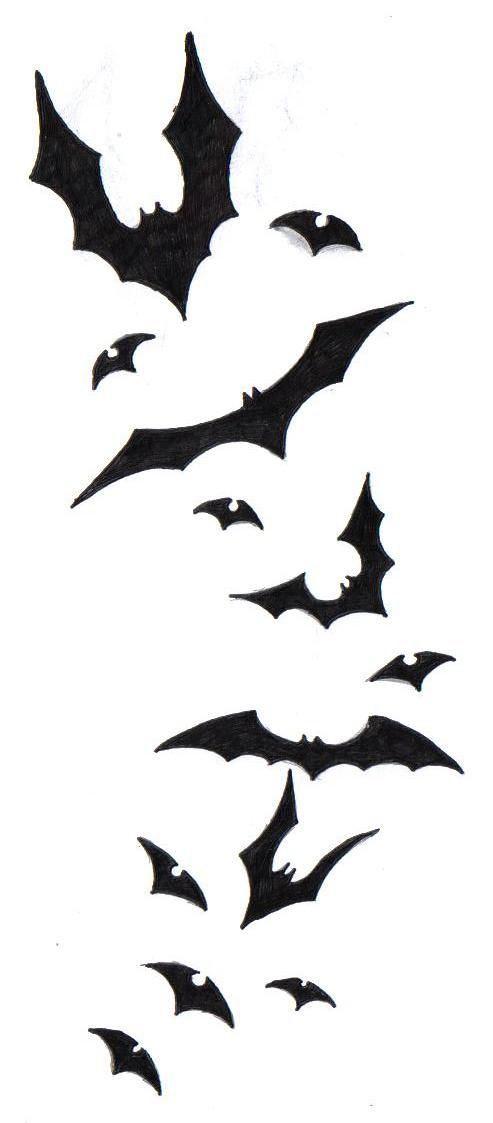 Black Flying Bats Tattoo Design