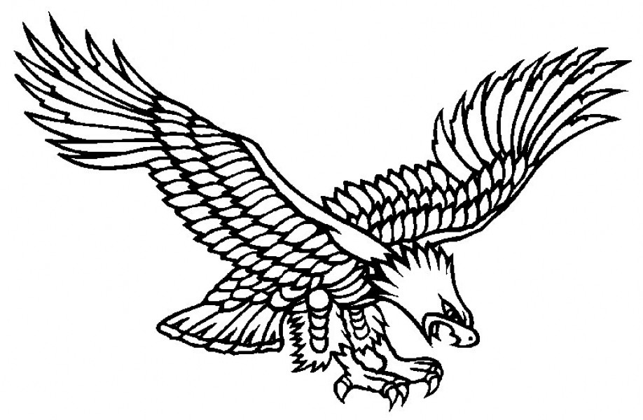 Black Flying Eagle Tattoo Stencil