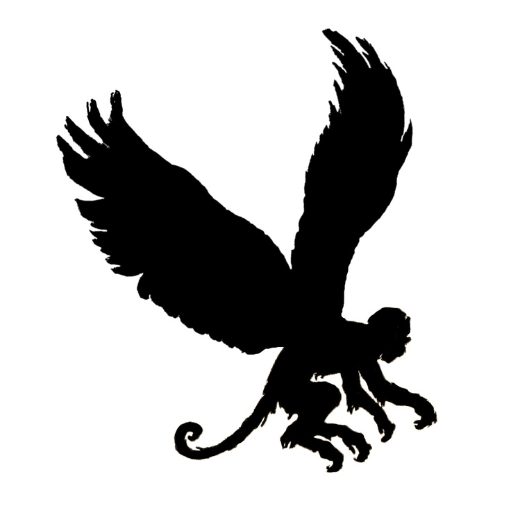 Black Monkey With Flying Wings Tattoo Design