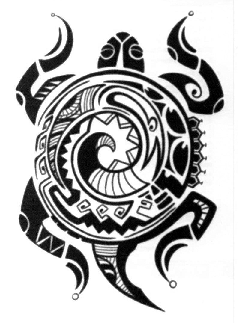 Black Polynesian Turtle Tattoo Design