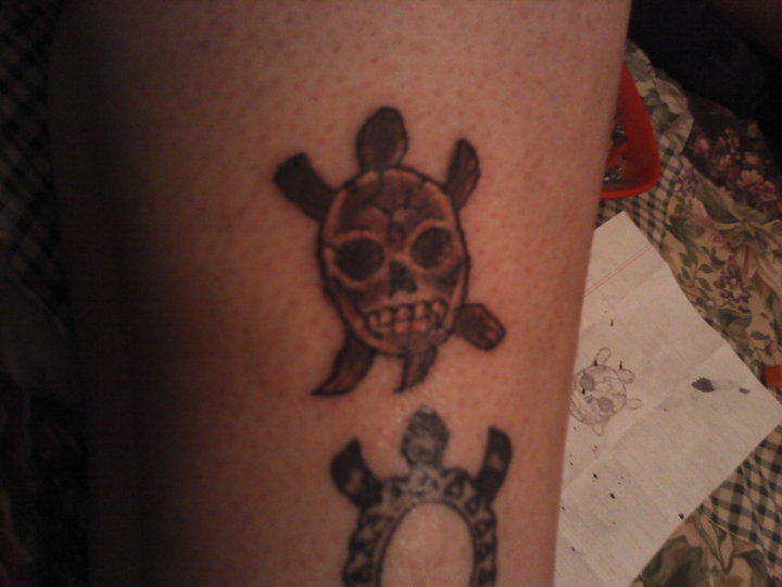 Black Skull In Turtle Tattoo Design By liz