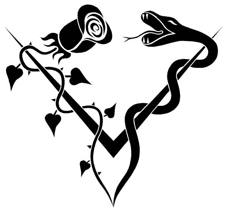 Black Snake With Rose Tattoo Design By DA Tattoo Design Club