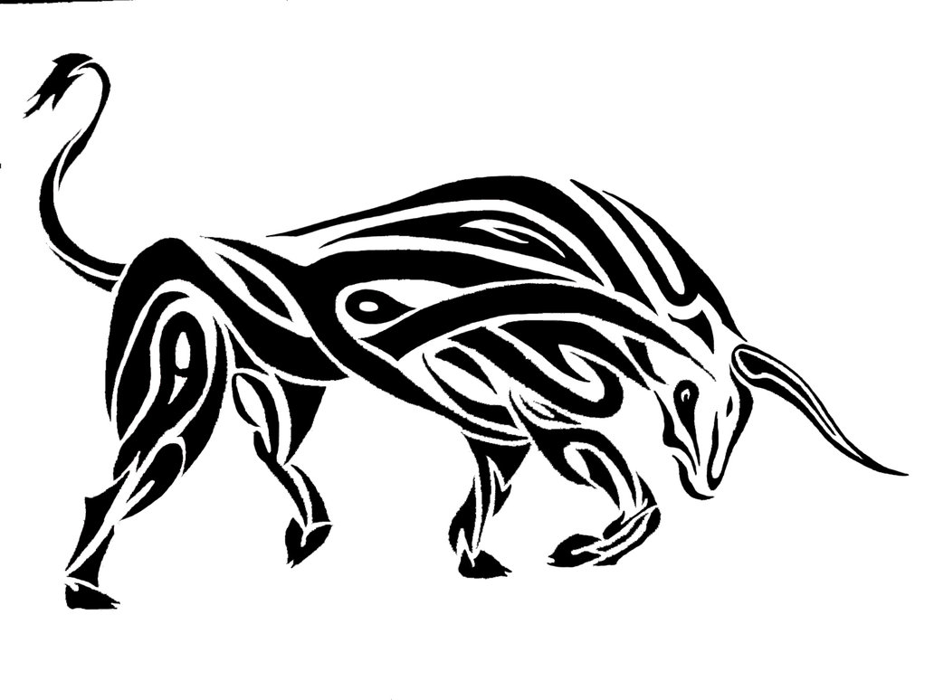 Black Tribal Bull Tattoo Design By Kyle Fischer
