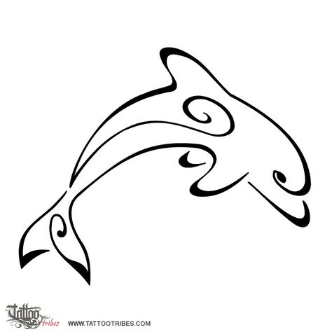 Black Tribal Dolphin Tattoo Stencil