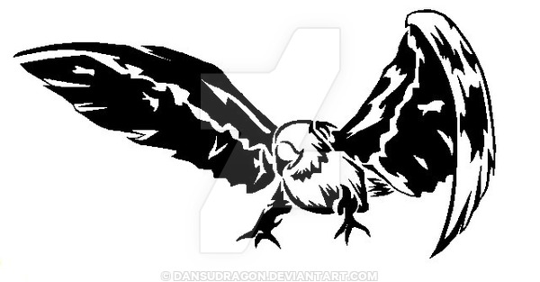 Black Tribal Flying vulture Tattoo Design By Dragon