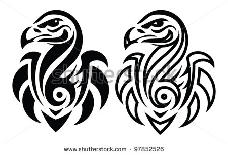 Black Tribal Vulture Face Tattoo Design