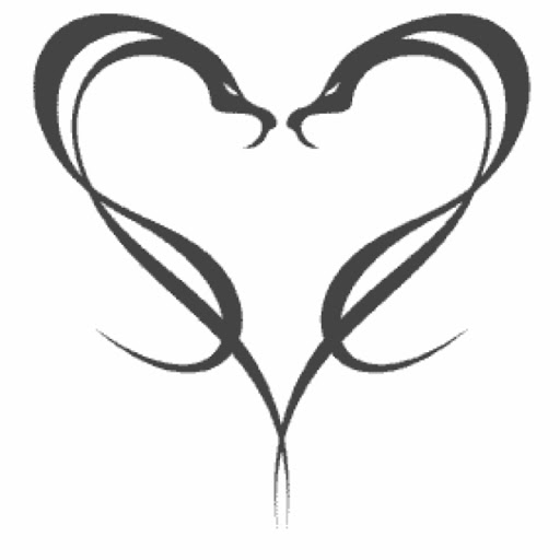 Black Two Snakes In Heart Shape Tattoo Design