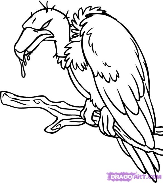 Black Vulture Sit On Branch Tattoo Stencil