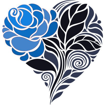 Blue Rose In Heart Tattoo Design