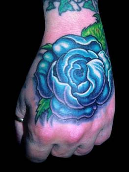 Blue Rose Tattoo On Hand