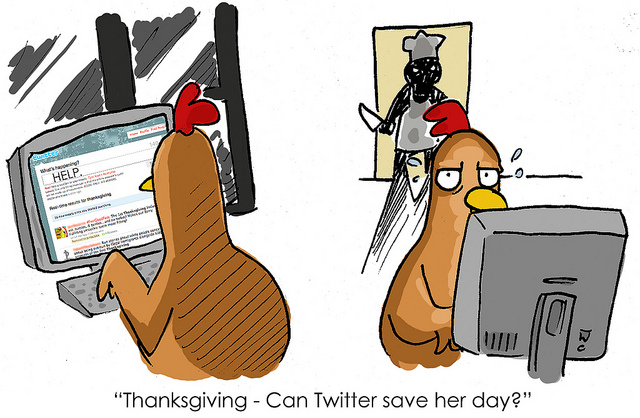 Can Twitter Save Her Day Funny Thanksgiving Cartoon