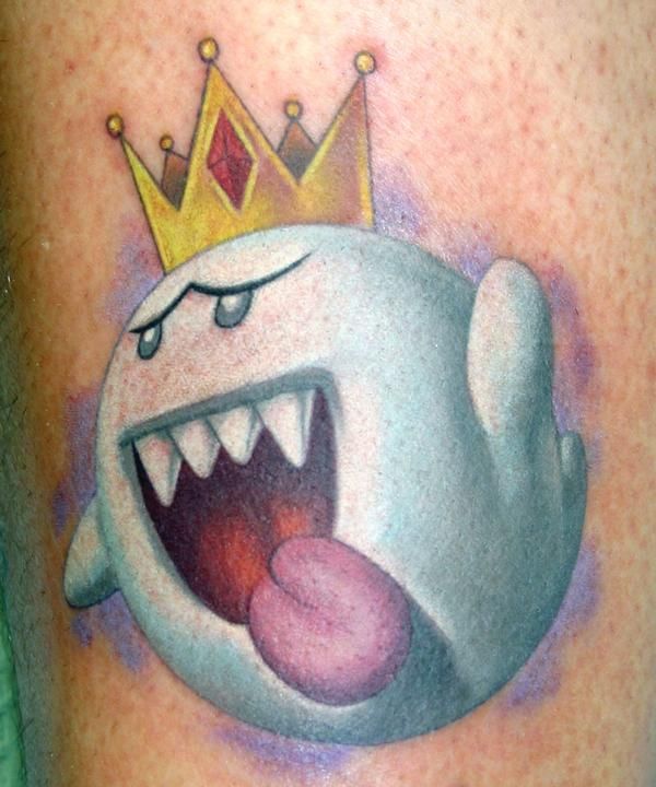 Cartoon Baby Ghost With Crown Tattoo Design