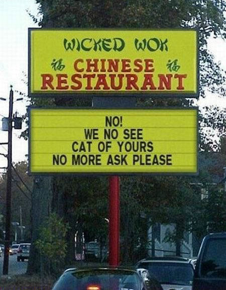 Chinese Restaurant Funny Sign Board