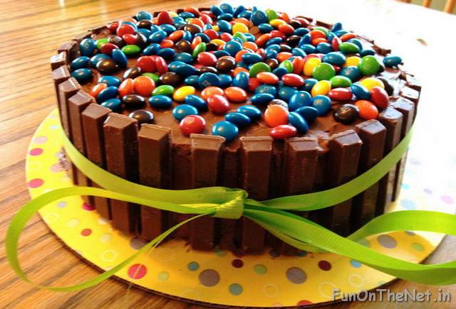Chocolate Birthday Cake With Colorful Chocolate Candy Beans