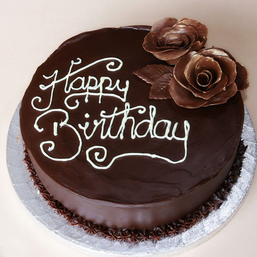 Chocolate Birthday Cake With Rose Flower