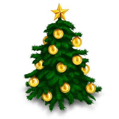Christmas Tree Decorated With Golden Balls Picture