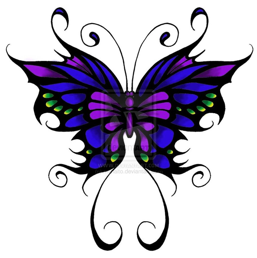 Colorful Butterfly Tattoo Design By Myra Naito