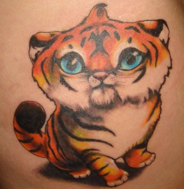 Colorful Cute Tiger Tattoo Design