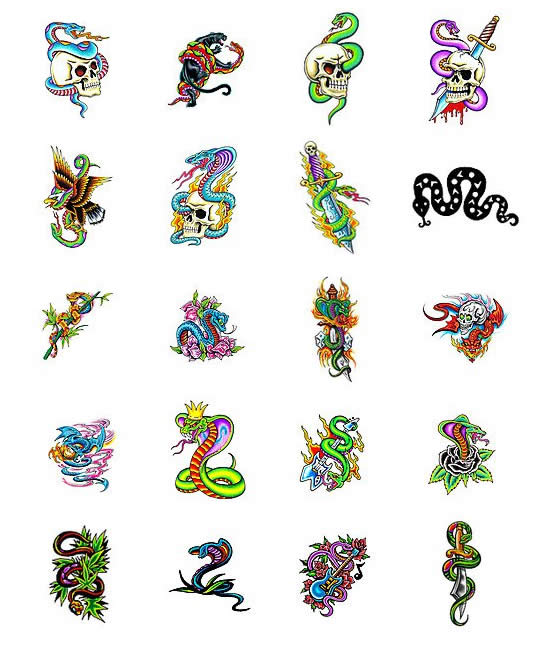 Colorful Snakes Tattoo Flash