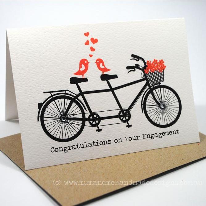 Congratulations On Your Engagement Love Birds On Bicycle Greeting Card