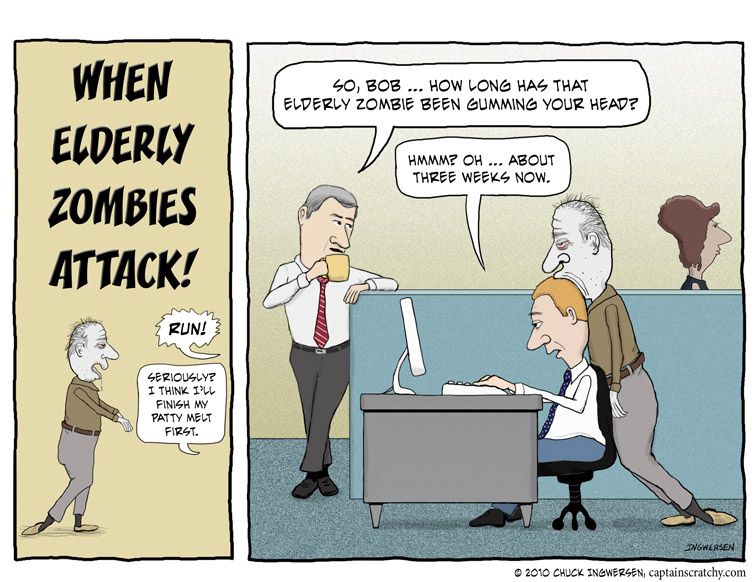 Elderly Zombie Attack Funny Cartoon
