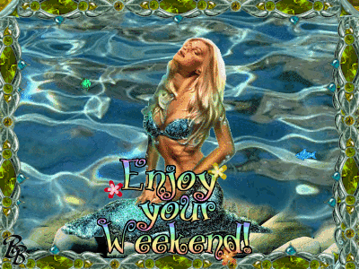 Enjoy Your Weekend Mermaid In Water Animated Picture