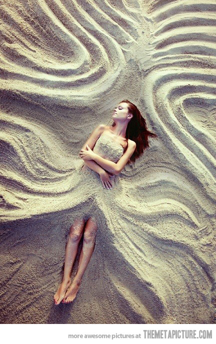 Girl In Funny Sand Creative Art Dress