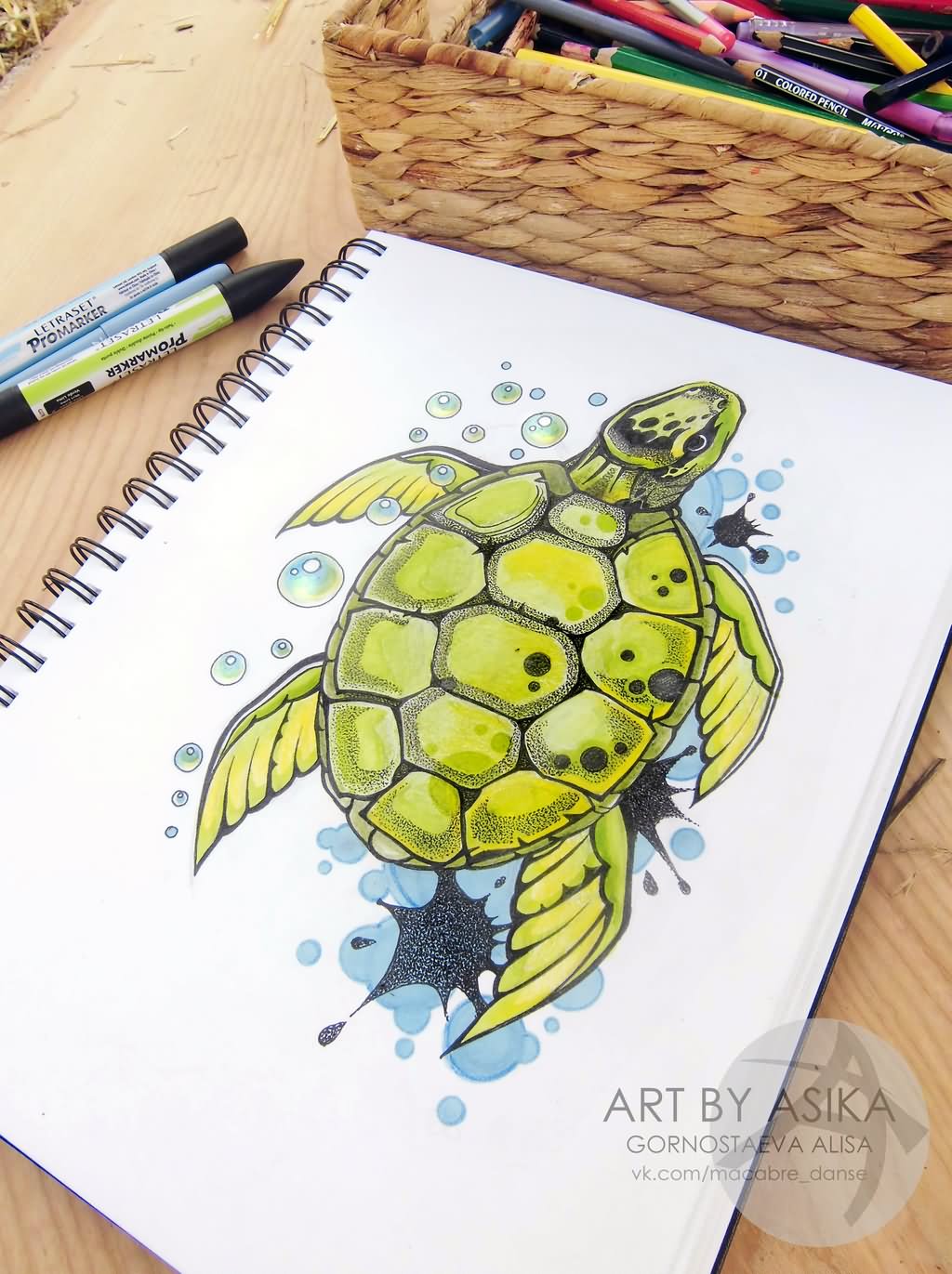 Green Turtle Tattoo Design By Gornostayeva Alisa