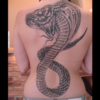 Grey Snake Tattoo On Full Back