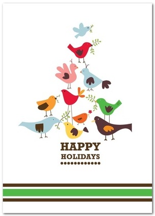 Happy Holidays Birds Picture Greeting Card