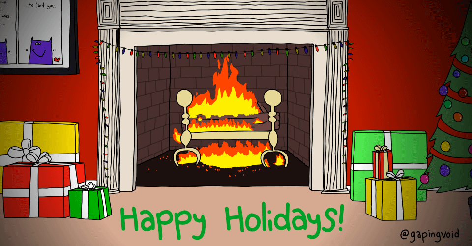 Happy Holidays Burning Fire And Lights Animated Picture