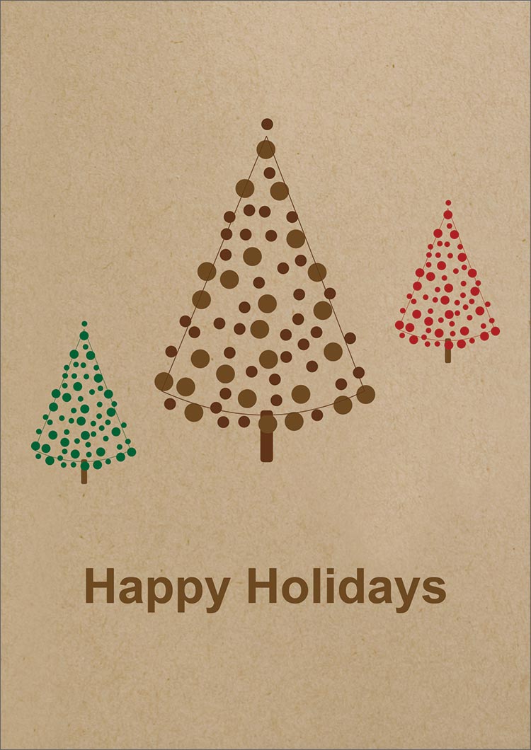 Happy Holidays Card Trees Design