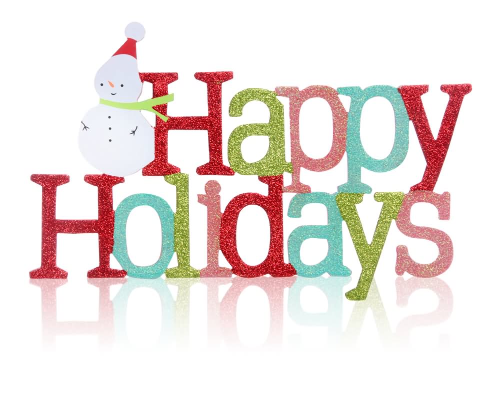 Happy Holidays Colorful Text With Snowman Picture