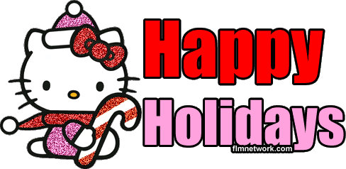 Happy Holidays Hello Kitty Sparkle Glitter Animated Photo