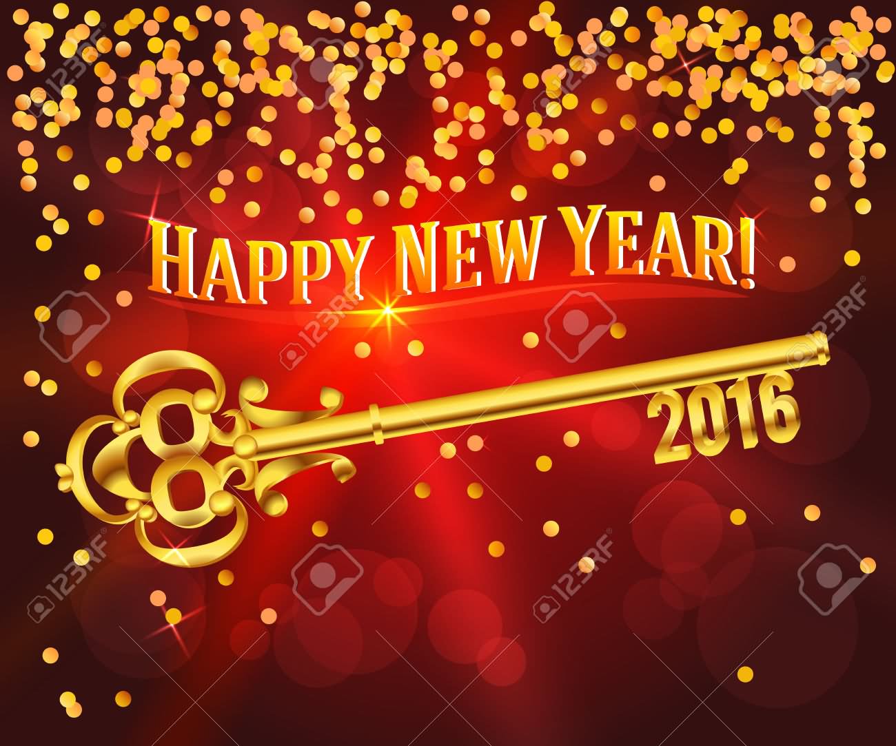 Happy New Year 2016 Vintage Golden Key Picture