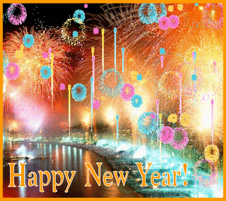 Happy New Year Colorful Fireworks Animated Picture