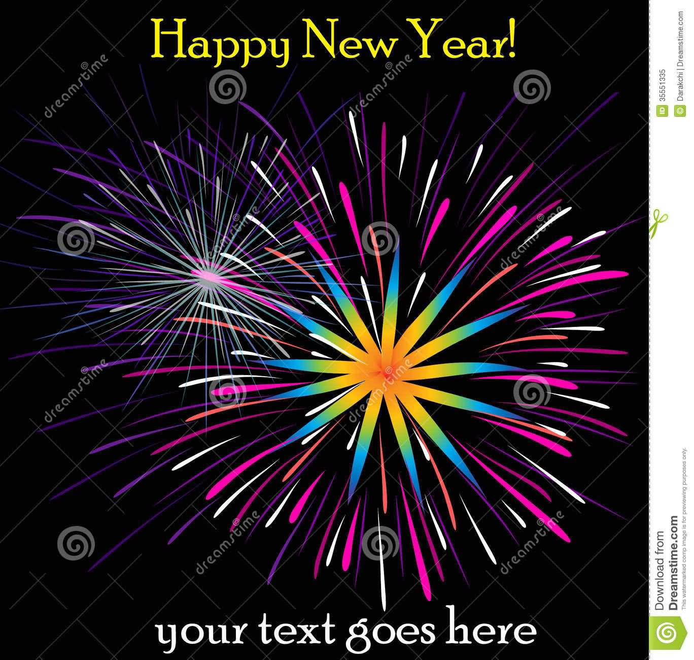 Happy New Year Colorful Fireworks Clipart