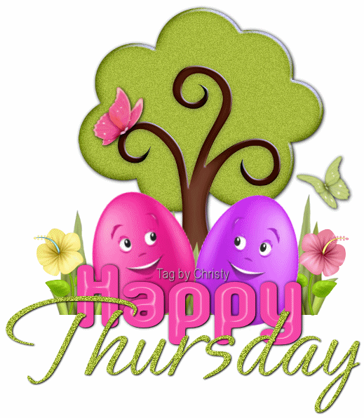 Happy Thursday Pink And Purple Eggs Glitter