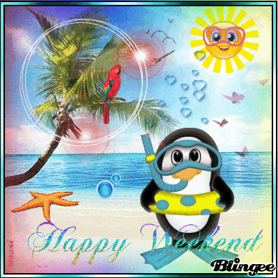Happy Weekend Penguin Animated Picture